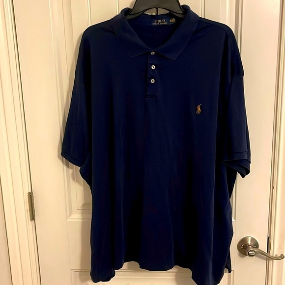 Polo Ralph Lauren Other - Ralph Lauren Polo 4XB Mens Navy Blue Cotton Polo Shirt TAN Embroidered Logo